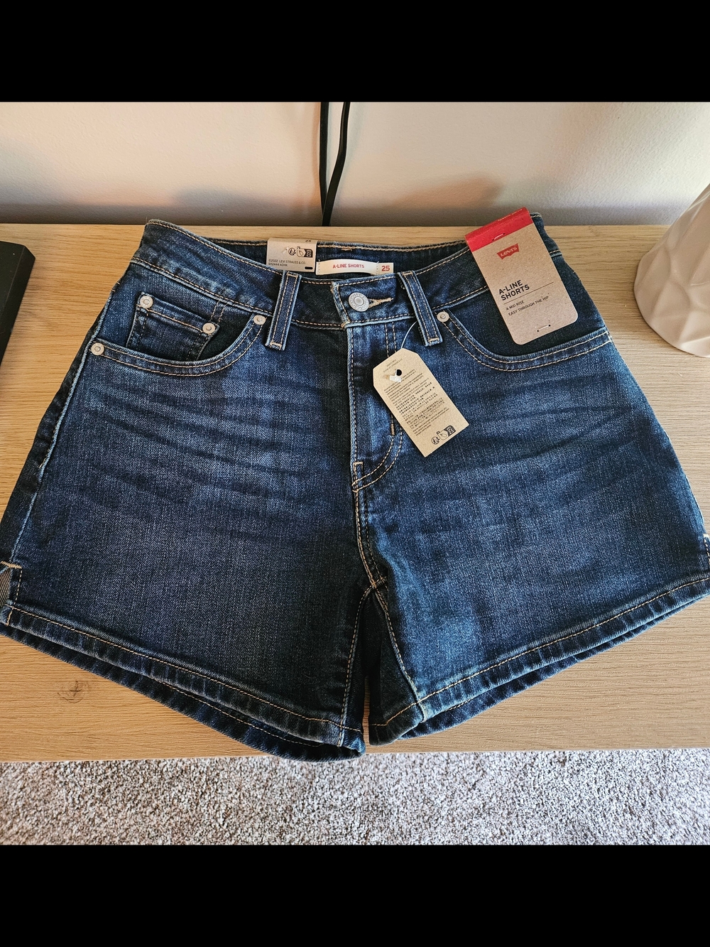 Levi's A-Line Dark Wash Denim Shorts